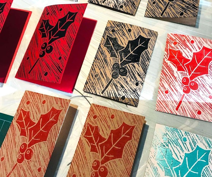 Festive linoprint